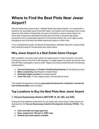 Where to Find the Best Plots Near Jewar Airport