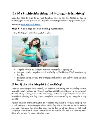 Bà bầu bị phù chân tháng thứ 8 có nguy hiểm không