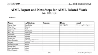 AI/ML in IEEE 802.11 WLANs: Report & Next Steps