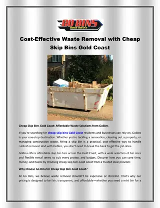 Cost-Effective Waste Removal with Cheap Skip Bins Gold Coast