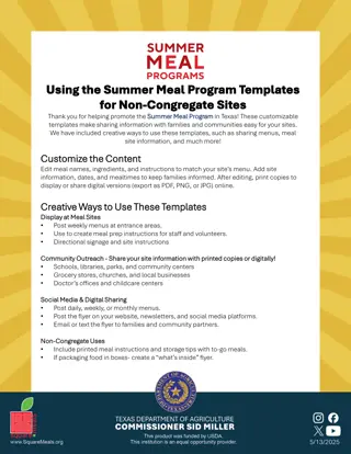 Customizable Templates for Texas Summer Meal Program Promotion