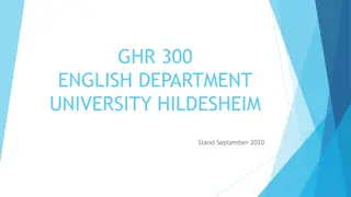 GHR 300 English Department University Hildesheim Program Overview