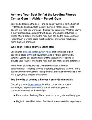 Achieve Your Best Self at the Leading Fitness Center Gym in Abids – Pulse8 Gym