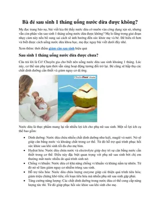 Bà đẻ sau sinh 1 tháng uống nước dừa được không