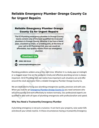 Reliable Emergency Plumber Orange County Ca for Urgent Repairs