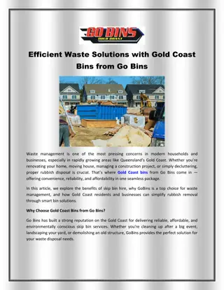 Efficient Waste Solutions with Gold Coast Bins from Go Bins