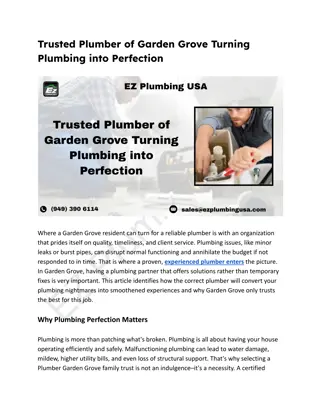 Trusted Plumber of Garden Grove Turning Plumbing into Perfection