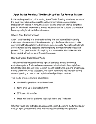 Apex Trader Funding: The Best Prop Firm for Futures Traders