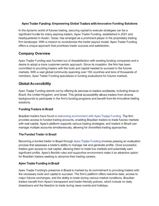 Apex Trader Funding: Empowering Global Traders with Innovative Funding Solutions