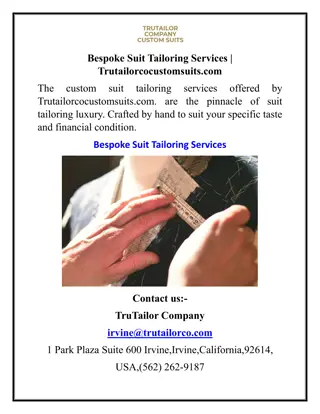 Bespoke Suit Tailoring Services Trutailorcocustomsuits.com