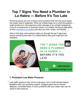 Top 7 Signs You Need a Plumber in La Habra — Before It’s Too Late