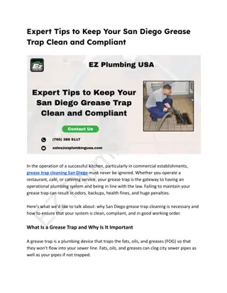 Expert Tips to Keep Your San Diego Grease Trap Clean and Compliant