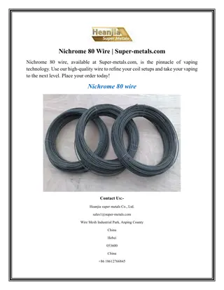 Nichrome 80 Wire Super-metals.com