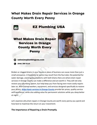 What Makes Drain Repair Services in Orange County Worth Every Penny