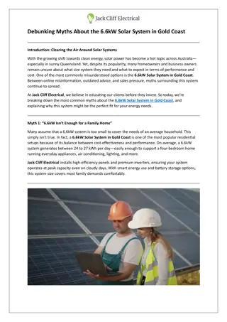 Debunking Myths About the 6.6kW Solar System in Gold Coast