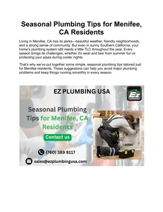 Seasonal Plumbing Tips for Menifee, CA Residents
