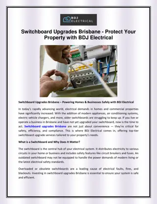 Switchboard Upgrades Brisbane - Protect Your Property with BDJ Electrical