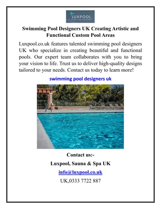 Swimming Pool Designers UK Creating Artistic and Functional Custom Pool Areas