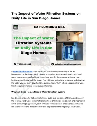The Impact of Water Filtration Systems on Daily Life in San Diego Homes