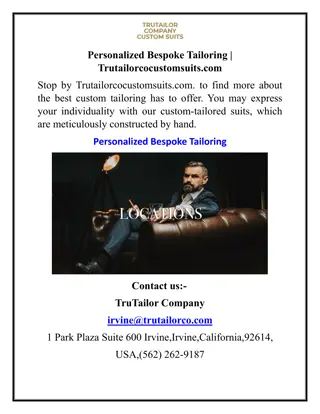 Personalized Bespoke Tailoring  Trutailorcocustomsuits.com