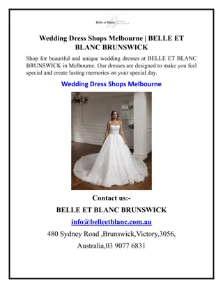 Wedding Dress Shops Melbourne BELLE ET BLANC BRUNSWICK