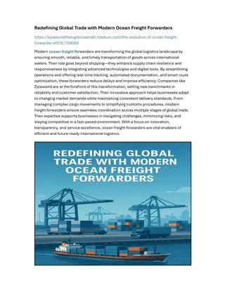 Redefining Global Trade with Modern Ocean Freight Forwarders