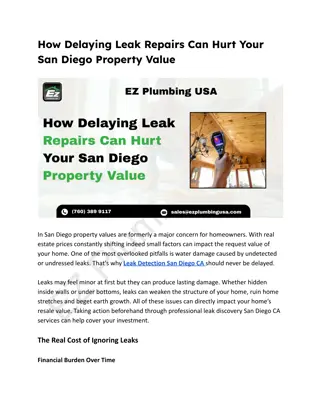 How Delaying Leak Repairs Can Hurt Your San Diego Property Value