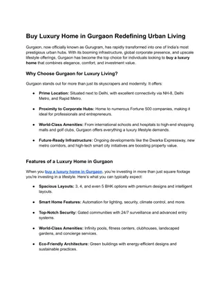 Buy Luxury Home in Gurgaon Redefining Urban Living