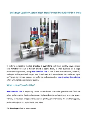 Best High-Quality Custom Heat Transfer Roll manufacturer in India