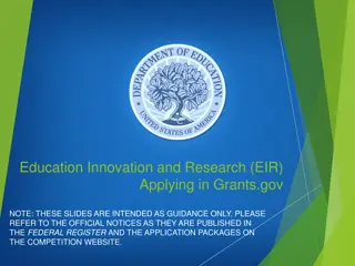 EIR Grant Program Application Guide for Grants.gov Submissions