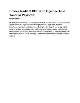 Unlock Radiant Skin with Glycolic Acid Toner in Pakistan