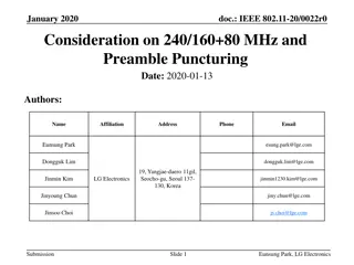 IEEE 802.11-20/0022r0 Consideration on 240/160+80 MHz and Preamble Puncturing