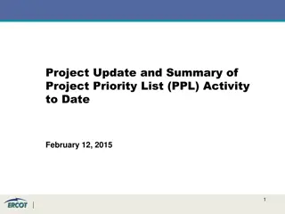 Project Priority List Update and Summary