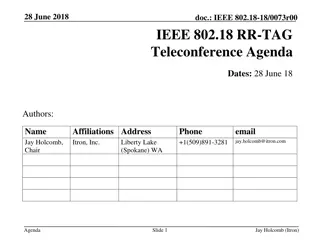 IEEE 802.18-18/0073r00 Teleconference Agenda Summary