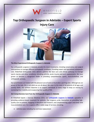 Top Orthopaedic Surgeon in Adelaide – Expert Sports Injury Care