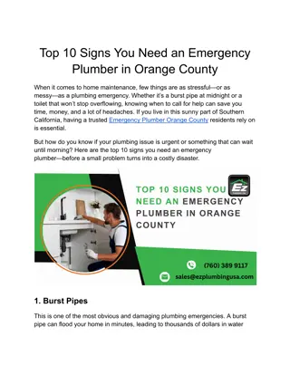 Top 10 Signs You Need an Emergency Plumber in Orange County