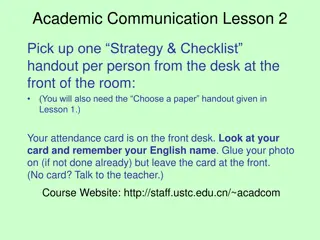 Academic Communication Lesson 2: Strategies and Checklists for Scientific Presentations