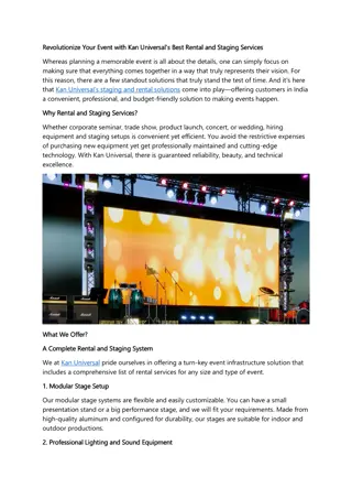Revolutionize Your Event with Kan Universal's Best Rental and Staging Services