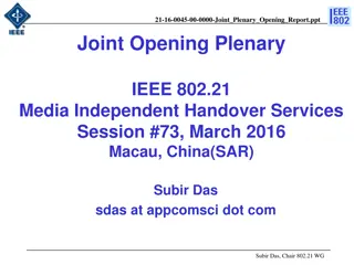 IEEE 802.21 Meeting Overview and Objectives