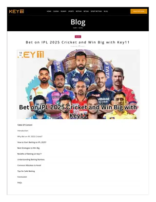Bet on IPL 2025 Cricket and Win Big with Key11