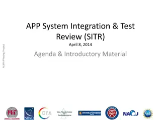 System Integration and Test Review (SITR) Agenda and Updates