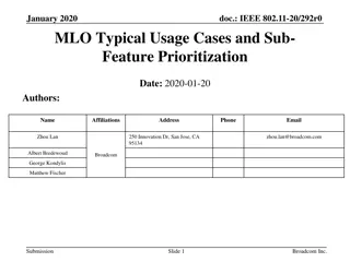 IEEE 802.11-20/292r0 January 2020 MLO Operation Scenarios & Features