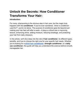 Unlock the Secrets How Conditioner Transforms Your Hair