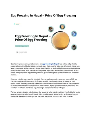 Egg Freezing in Nepal | World Fertility Services