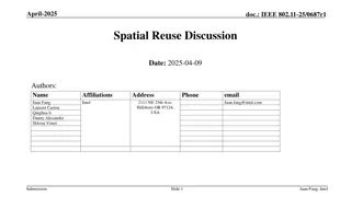 IEEE 802.11-25/0687r1 Spatial Reuse Discussion in April 2025