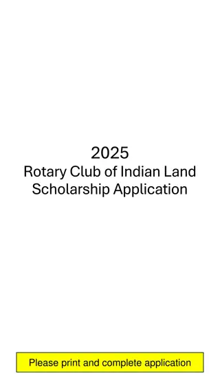 2025 Rotary Club of Indian Land Scholarship Application