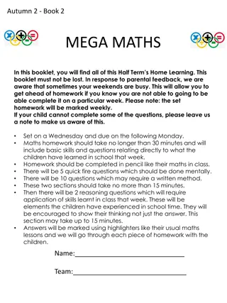 Mega Maths Homework - Autumn Term Weeks 1 & 2