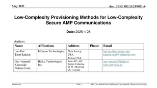 Low-Complexity Provisioning Methods for Secure AMP Communications