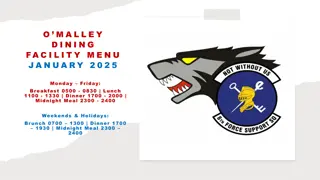 January Dining Facility Menu 2025 and Daily Schedule