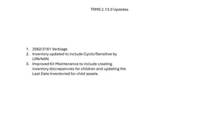 Inventory Management Updates and Kit Maintenance Enhancements